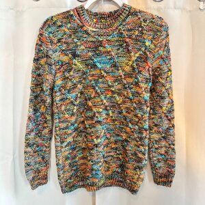Vtg Y2K Womens Sweater Small Retro Hipster Colorful Indie Maximalist 19111